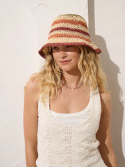 Alana Striped Straw Bucket Hat
