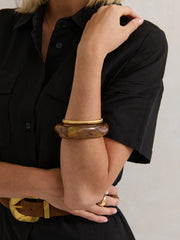 Lara Angular Cuff Bangle - Brown