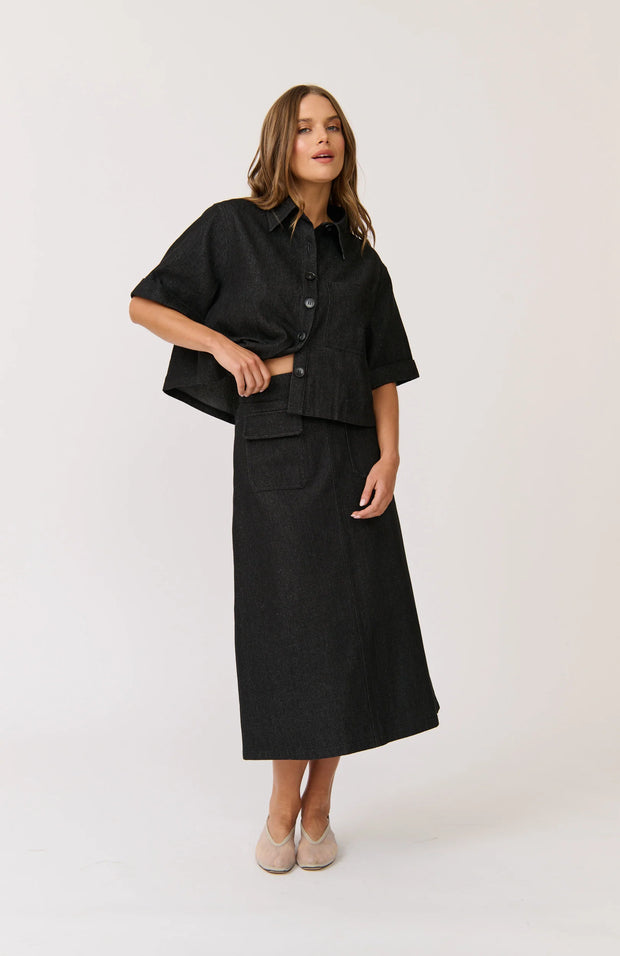 Astrid Skirt - Black Denim