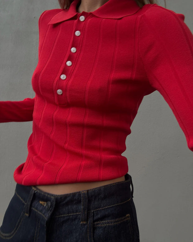 Esmaée - Avenue Button Sweater - Fire