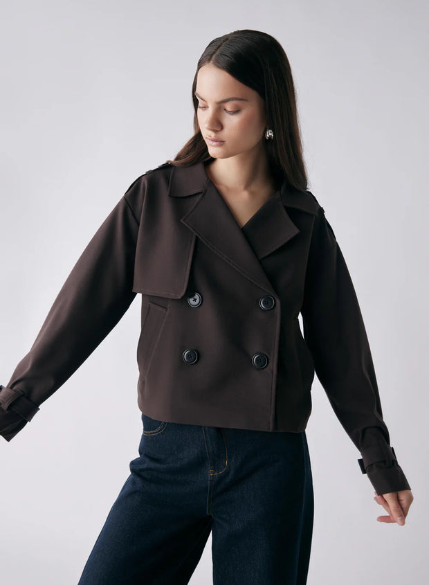 Esmaeé - Avenue Cropped Trench - Chocolate