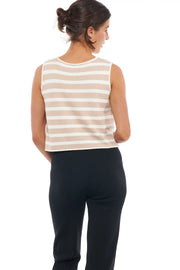 Away We Go Crop Tank - Latte/White Stripe