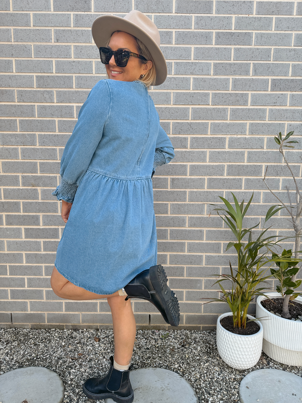 SOHL Denim - Valletta Shirred Dress