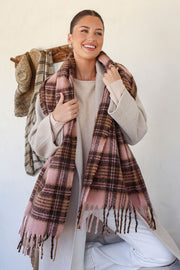 Mae Check Scarf - Blush/Choc
