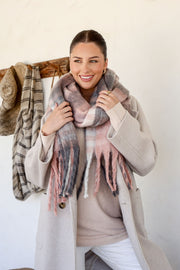 Mae Check Scarf - Blush/Grey