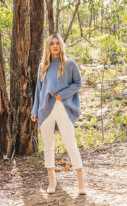 Josie Poncho Knit - Blue