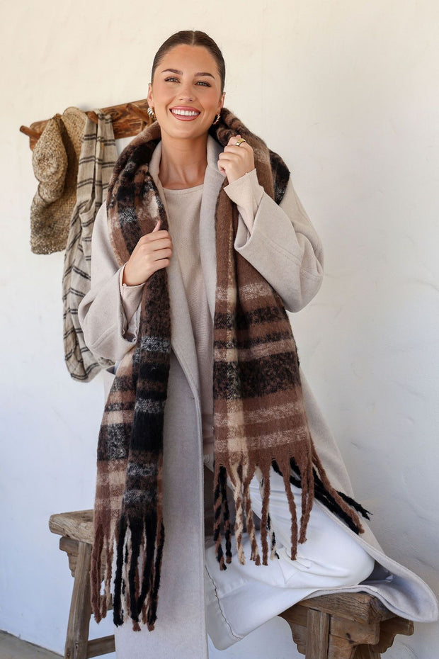 Kendal Check Scarf - Midnight Mocha