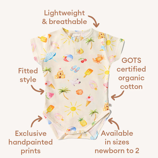 Short Sleeve Bodysuit - Beach Fun
