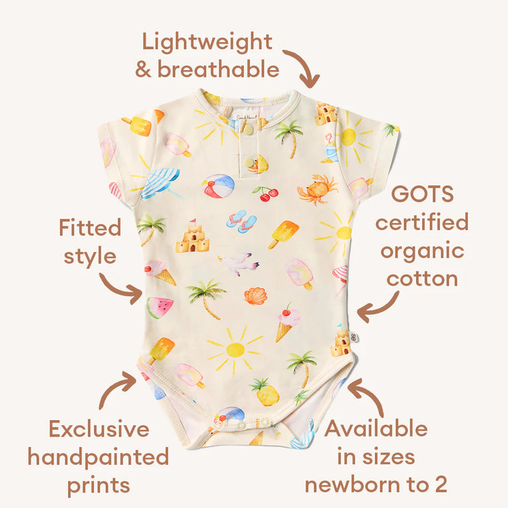 Short Sleeve Bodysuit - Beach Fun