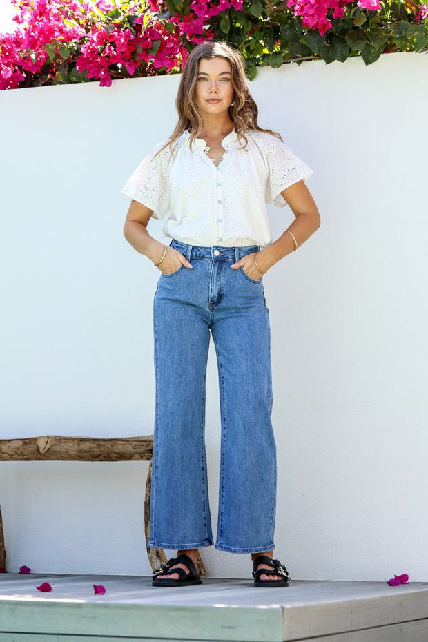 Becky Wide Leg Jeans - Light Wash