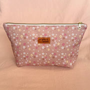 Makeup Bag Large - Beige + Pink Floral