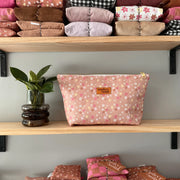Makeup Bag Large - Beige + Pink Floral