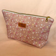 Makeup Bag Large - Beige + Pink Floral