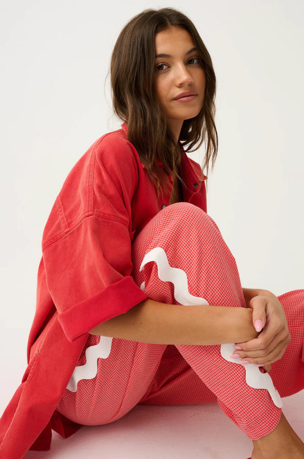 (PRE-ORDER) Blair Beach Pant - Coral Gingham