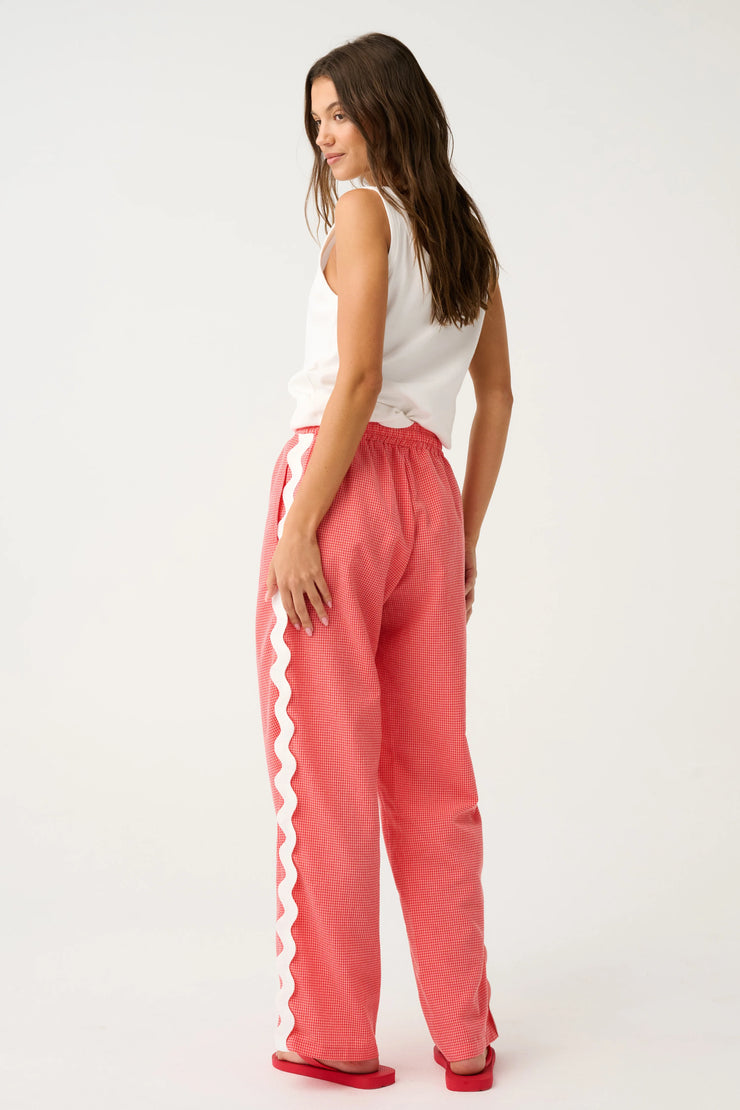 (PRE-ORDER) Blair Beach Pant - Coral Gingham