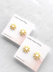 LMP Botanical Flower Studs - Lemon & White