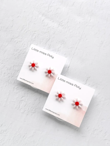 LMP Botanical Flower Studs - Pink & Red