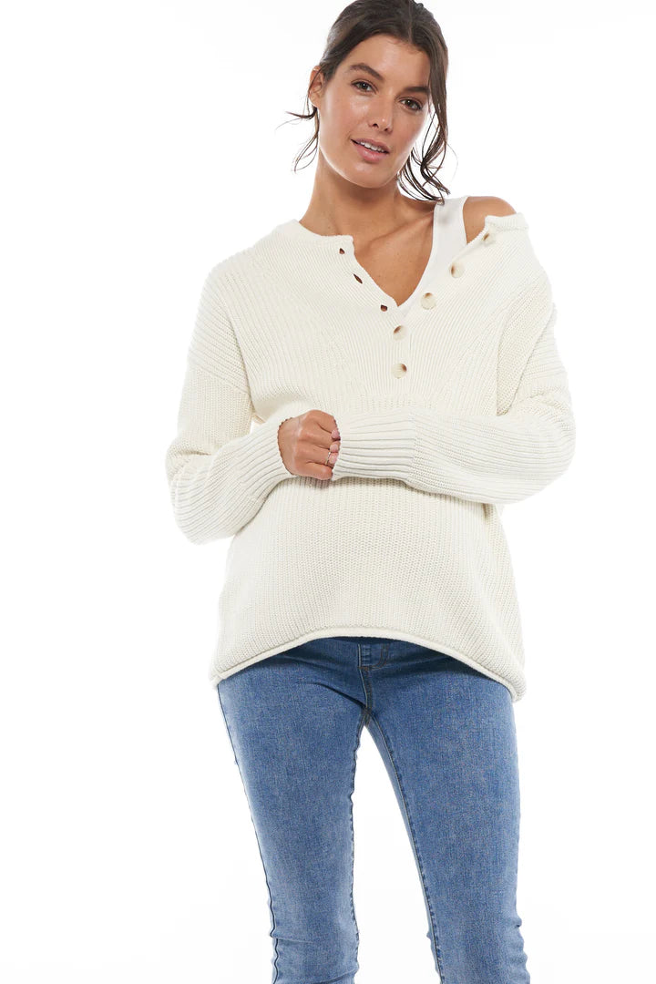 Bound To Be Button Sweater - Ivory