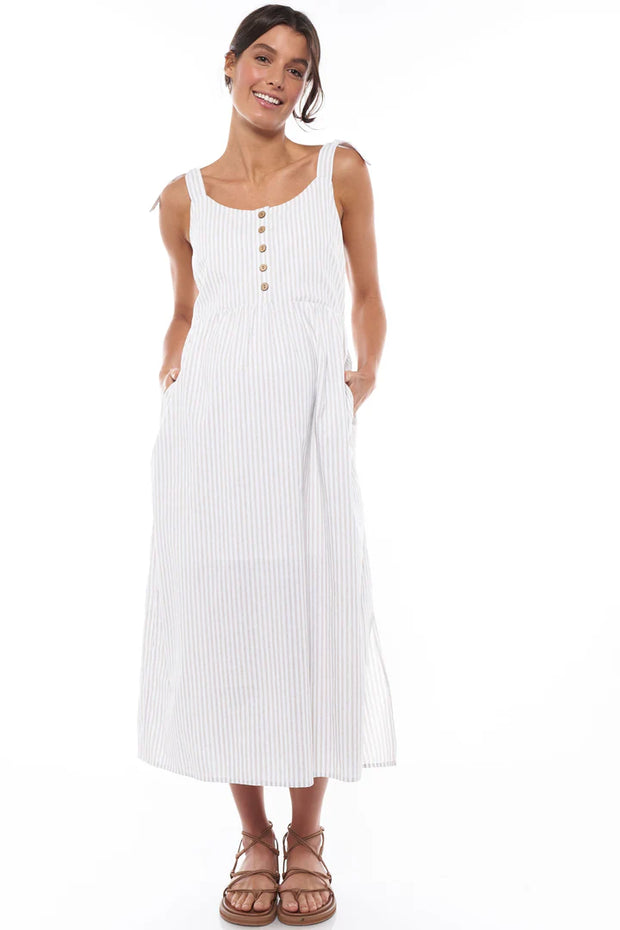 Breeze Along Midi Dress - Stone/White Stripe