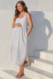 Breeze Along Midi Dress - Stone/White Stripe