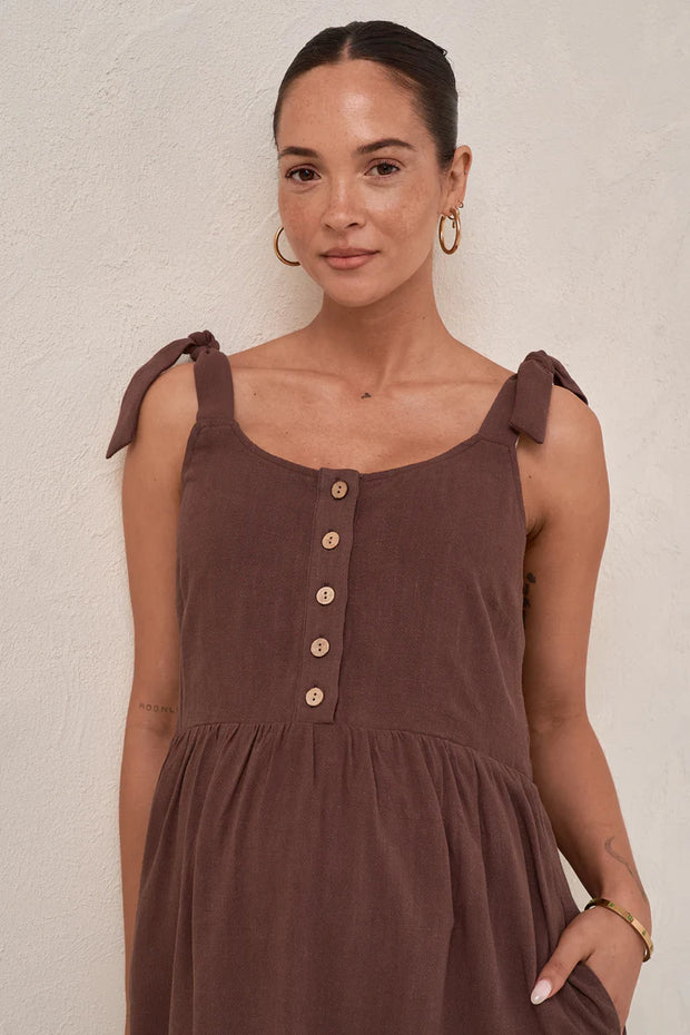 Breeze Along Mini Dress - Chocolate