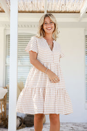 Brodie Gingham Dress - Latte