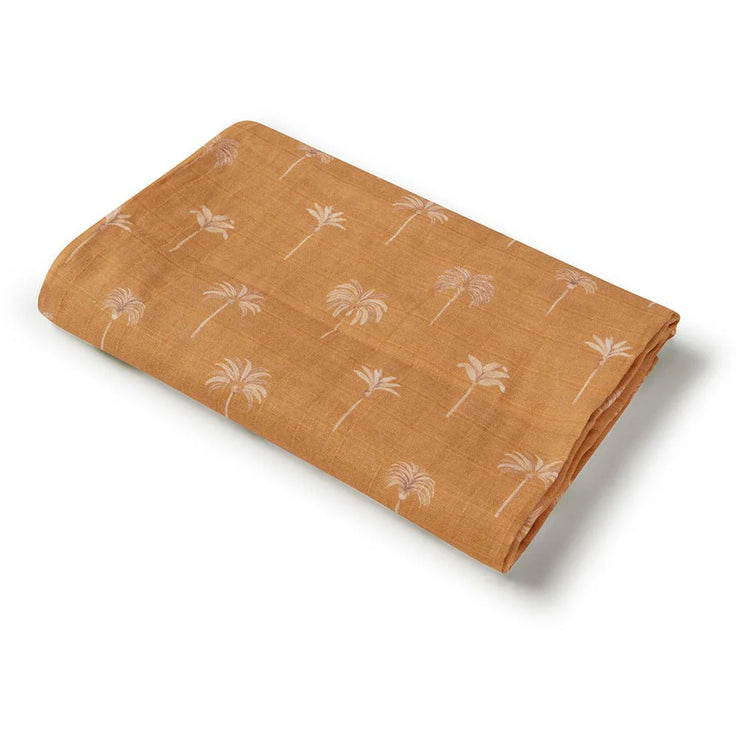 Organic Muslin Wrap - Bronze Palm