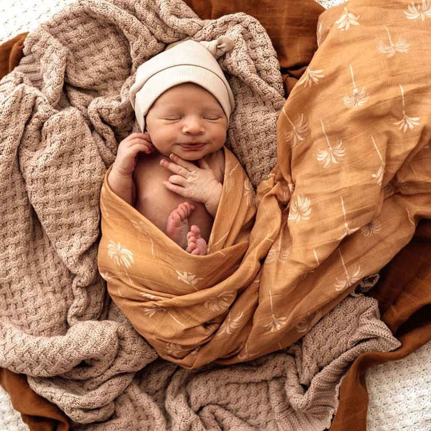 Organic Muslin Wrap - Bronze Palm