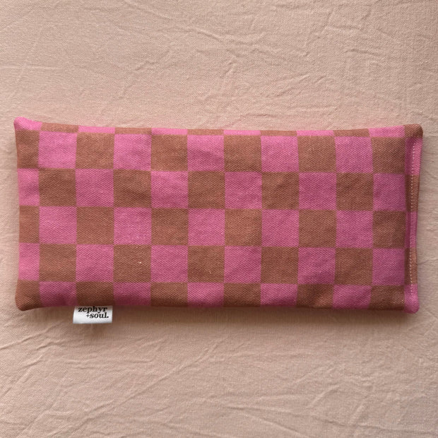 Travel Heat Bag - Brown + Pink Check