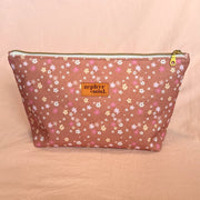 Makeup Bag Large - Brown + Pink Floral
