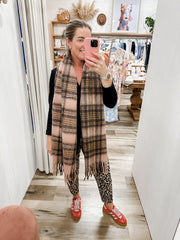Mae Check Scarf - Blush/Choc