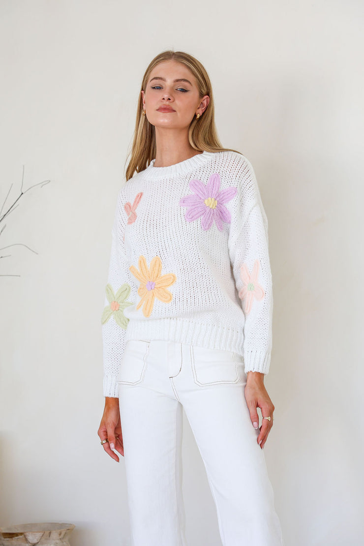 Belle Daisy Knit - White