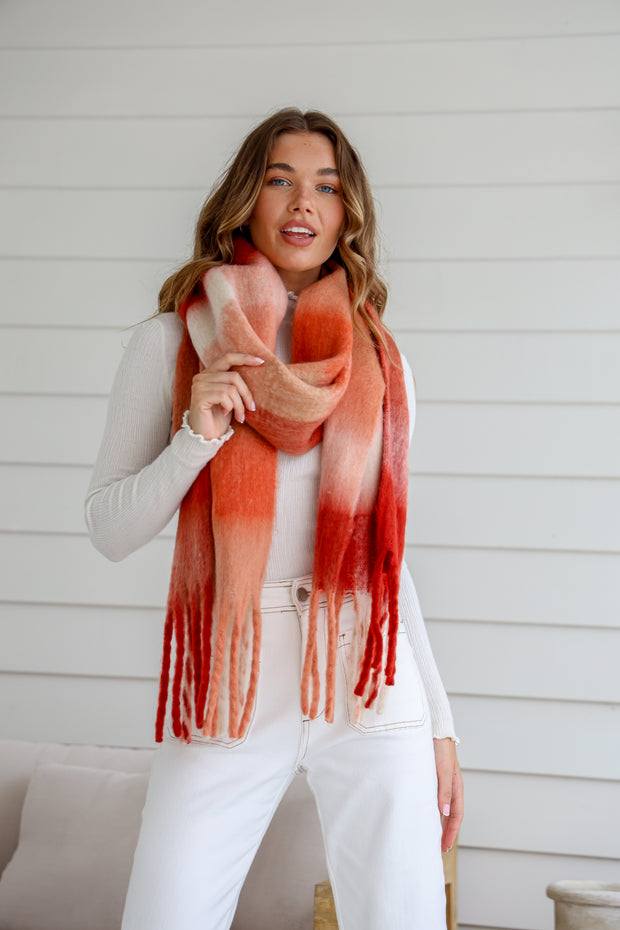 Aspen Check Scarf - Sunset