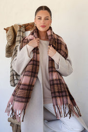 Mae Check Scarf - Blush/Choc