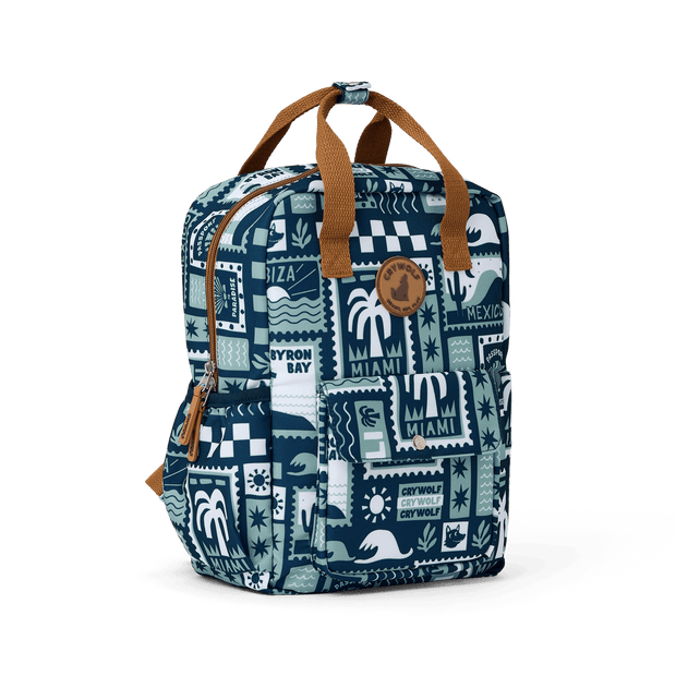 CRYWOLF Mini Backpack - Blue Postcards