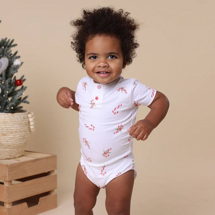 Short Sleeve Bodysuit - Candy Cane