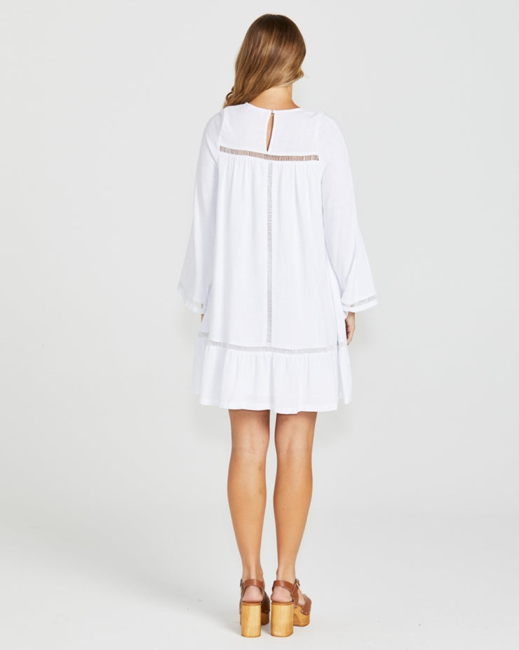 Chapel Boho Trim Dress - White