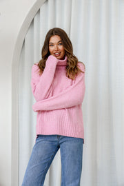 Charlie Roll Neck Knit - Pink