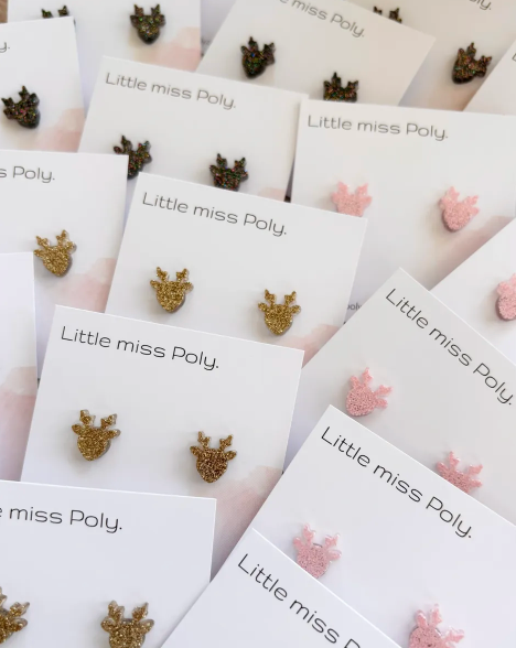 LMP Mini Reindeer Studs - Pink