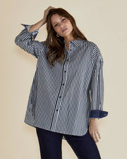 Claire Classic Shirt - Navy Stripe