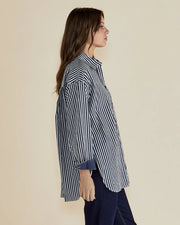 Claire Classic Shirt - Navy Stripe