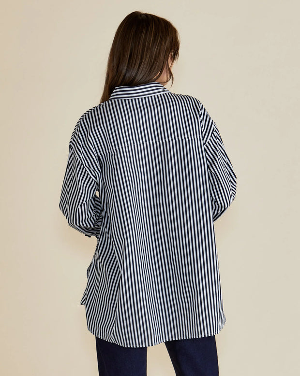 Claire Classic Shirt - Navy Stripe