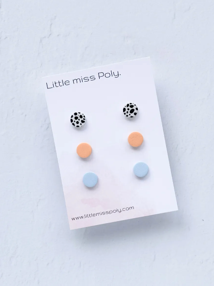 LMP Cleo Triple Mini Stud Pack - Sky Blue & Orange Sorbet