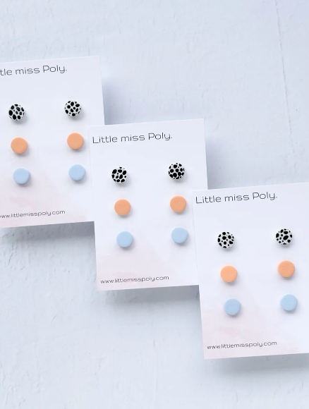 LMP Cleo Triple Mini Stud Pack - Sky Blue & Orange Sorbet