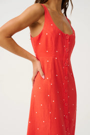 (PRE-ORDER) Constance Midi Dress - Mandarin Spot