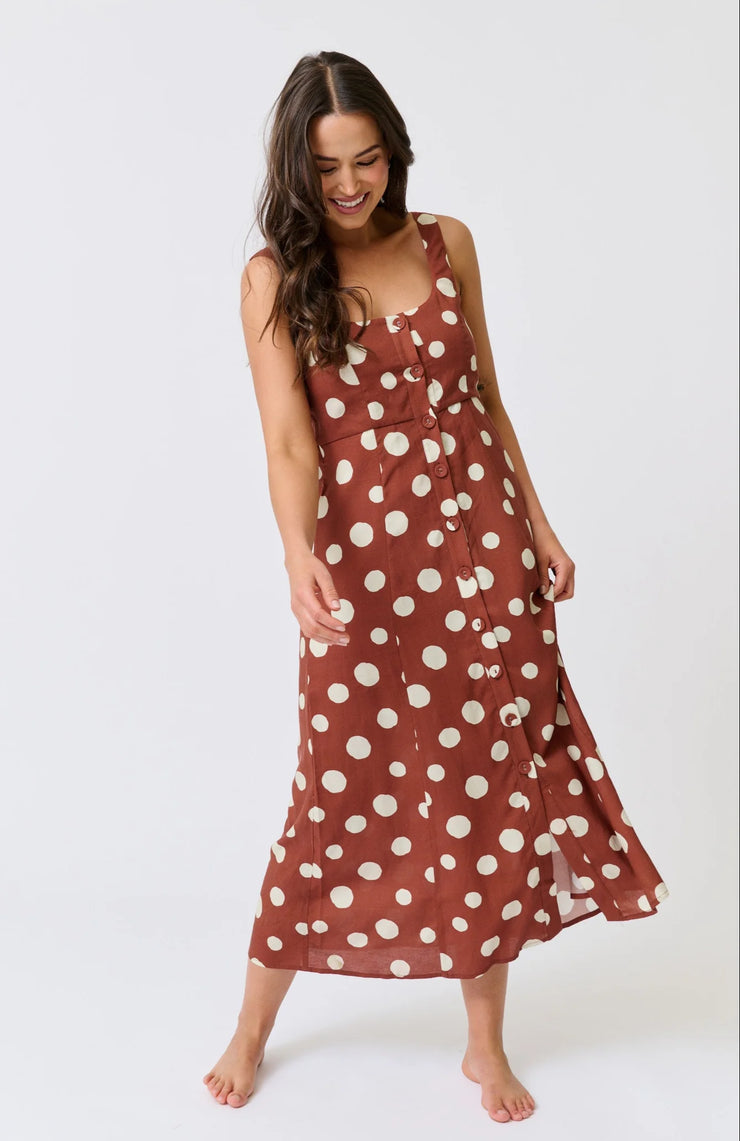Constance Midi Dress - Rust Spot