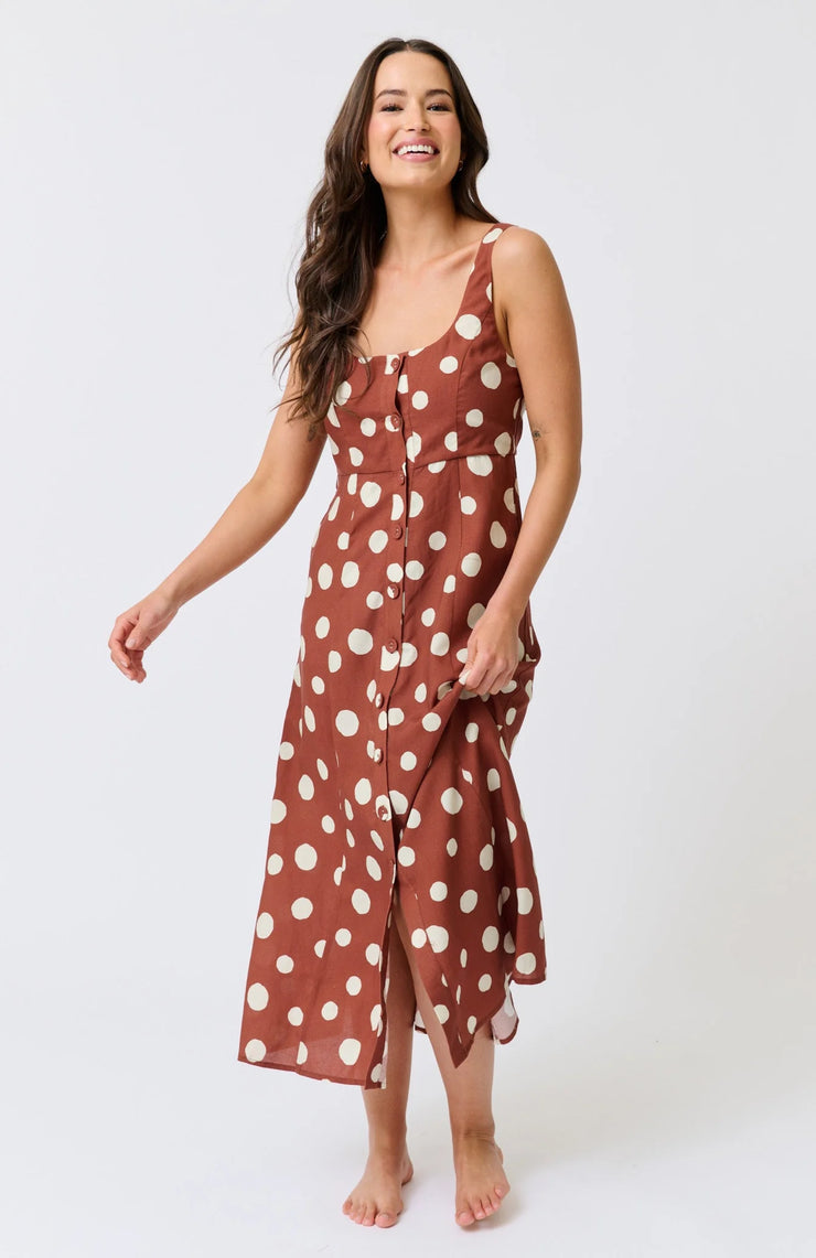 Constance Midi Dress - Rust Spot