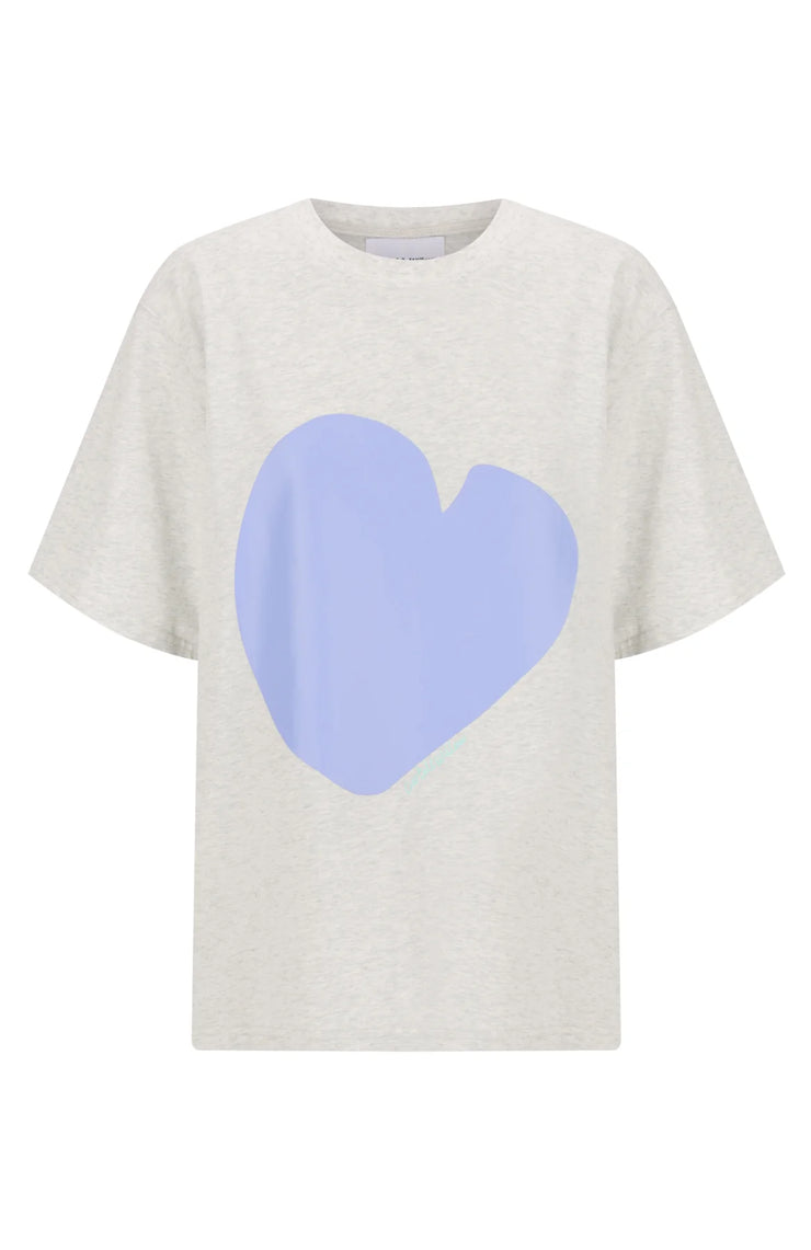 Cornflower Heart Tee - Grey Marle/Cornflower