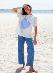 Cornflower Heart Tee - Grey Marle/Cornflower