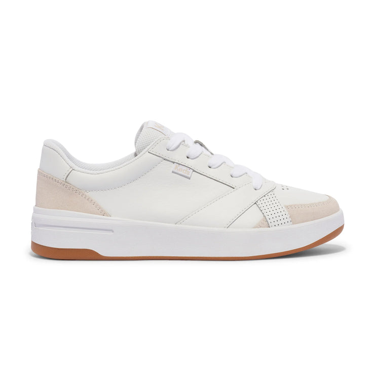 KEDS - The Court Leather/Suede Sneaker - White/Gum